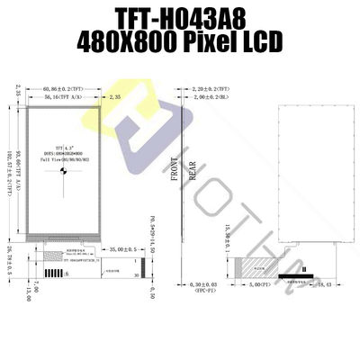 480x800 4.3 بوصة TFT LCD وحدة للأجهزة TFT-H043A8WVIST4N30