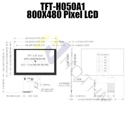 5 بوصة 800X480 Pcap مراقب درجة حرارة واسعة شاشة TFT LCD وحدة تعمل باللمس