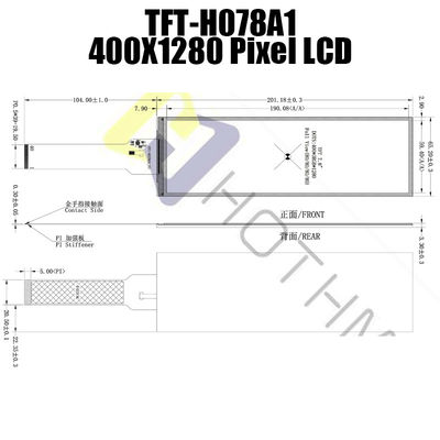 7.8 بوصة 400x1280 شريط نوع TFT ، شاشة LCD عالية السطوع ST7703