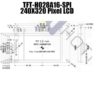 2.8 بوصة 240x320 SPI TFT LCD وحدة ST7789V ضوء الشمس قابل للقراءة TFT028A16-SPI