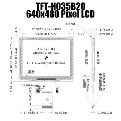 3.5 بوصة IPS 640x480 درجة حرارة واسعة لوحة عرض TFT ST7703 للأجهزة المحمولة