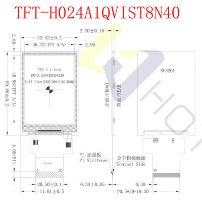 500cd / M2 2.4 بوصة شاشة TFT LCD 480X640 SPI واجهة للأجهزة TFT-H024A13VGIST5N40