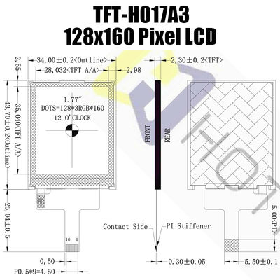 شاشة TFT مقاومة لأشعة الشمس مقاس 1.77 بوصة قابلة للقراءة 128x160 شاشة ملونة TFT