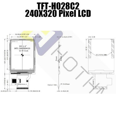 280cd / m2 2.8 بوصة وحدة عرض الكريستال السائل ، 240x320 شاشة TFT لوحة TFT-H028C2QVTST3N45