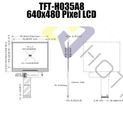 2.8V 3.5 بوصة شاشة TFT LCD شاشة 640x480 بكسل TFT-H035A8VGIST6N30