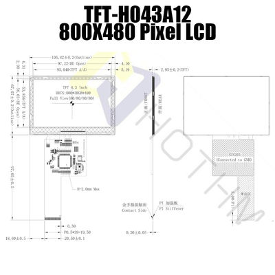 وحدات IC ST7262 ملونة 4.3 بوصة TFT LCD 800x480 TFT-H043A12SVILT5N40
