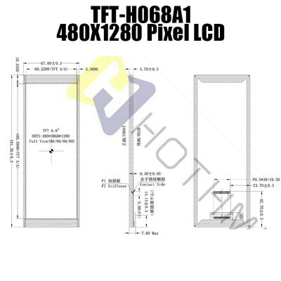 6.86 بوصة 480x1280 شريط نوع دائري TFT LCD ضوء الشمس قابل للقراءة NV3051F1