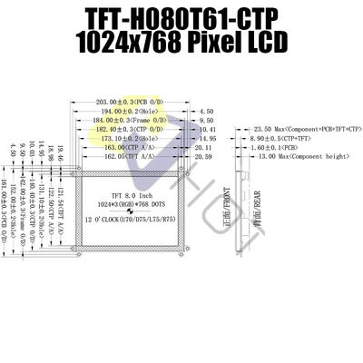 8 بوصة 1024x768 HDMI لوحة LCD مع اللمس بالسعة TFT-080T61SVHDVNSDC