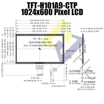 10.1 بوصة 1024x600 LVDS IPS وحدة أشعة الشمس TFT LCD قابلة للقراءة مع شاشة Pcap