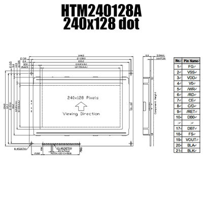شاشة LCD صناعية 240x128 ، شاشة LCD T6963C STN MCU / 8bit