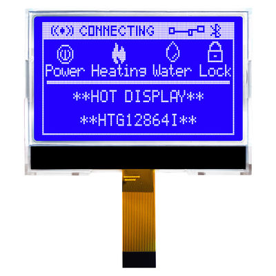 شريحة 128X64 SPI على شاشة LCD زجاجية مع إضاءة خلفية بيضاء جانبية HTG12864I