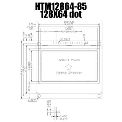 شاشة عرض LCD رسومية 128X64 SPI FSTN مع إضاءة خلفية بيضاء