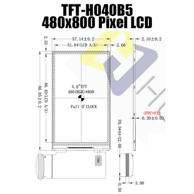 4 بوصة TFT LCD وحدة 480X800 TFT LCD الشركة المصنعة للشاشات