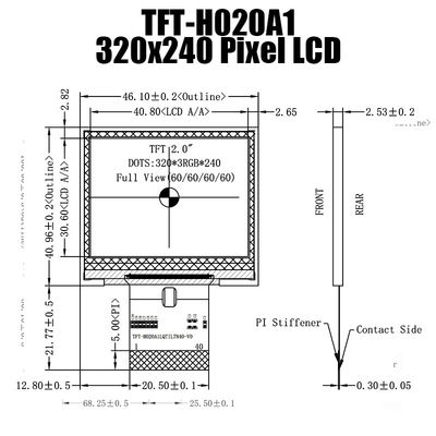 2.0 بوصة TFT LCD وحدة العرض 320x240 SPI الشركة المصنعة للشاشات الصناعية