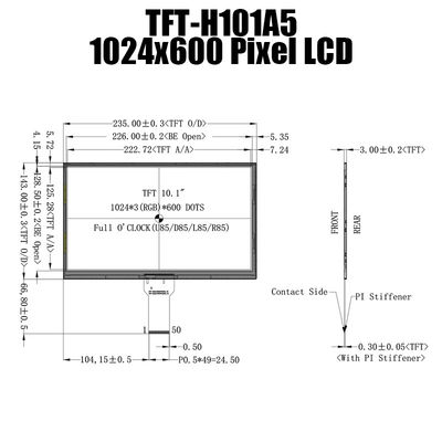 10.1 بوصة شاشة عرض LCD 1024x600 IPS TFT LCD Panel TFT LCD Display الشركة المصنعة