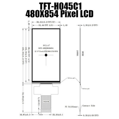 4.5 &quot;بوصة TFT LCD وحدة العرض 480x854 MCU8080 شاشات الكريستال السائل للطابعات ثلاثية الأبعاد