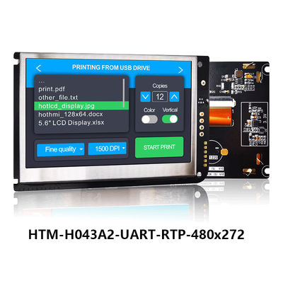 4.3 بوصة UART شاشة تعمل باللمس مقاومة شاشة TFT LCD 480x272 مع لوحة تحكم LCD