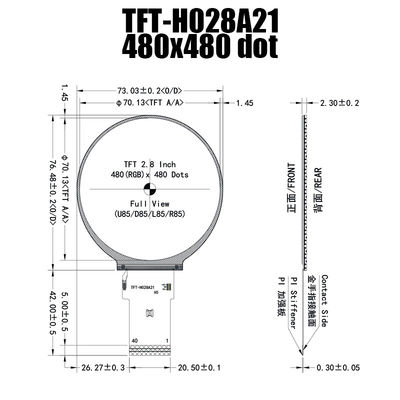2.8 بوصة IPS 480x480 شاشة دائرية دائرية TFT لوحة عرض ST7701S للتحكم الصناعي