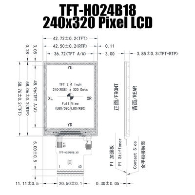 2.4 بوصة IPS 240x320 TFT عرض لوحة ST7789V ضوء الشمس للقراءة للتحكم الصناعي