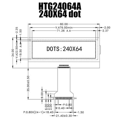 240x64 COG LCD Graphics Display Module ST75256 مع أصفر أخضر شفاف بالكامل