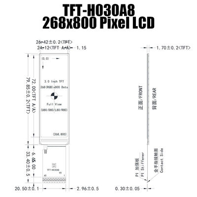 3.0 بوصة IPS 268x800 درجة حرارة واسعة لوحة عرض TFT ST7701S للأجهزة