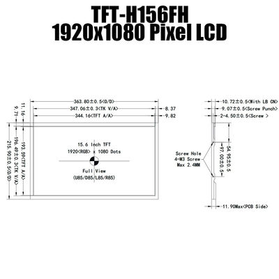 15.6 بوصة IPS 1920x1080 سعوية تعمل باللمس درجة حرارة عريضة TFT لوحة عرض LVDS